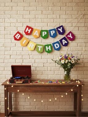 Felt Happy Birthday Banner Garland – Colorful Party Decor